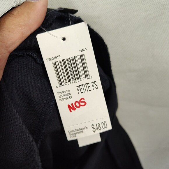 Premise Navy Blue Pencil Straight Skirt Women Petite Size PS Back Slit NEW - Picture 8 of 10